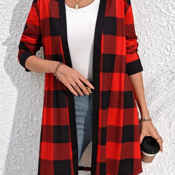 Nwt Casual buffalo plaid open cardigan - Picture 2 of 7